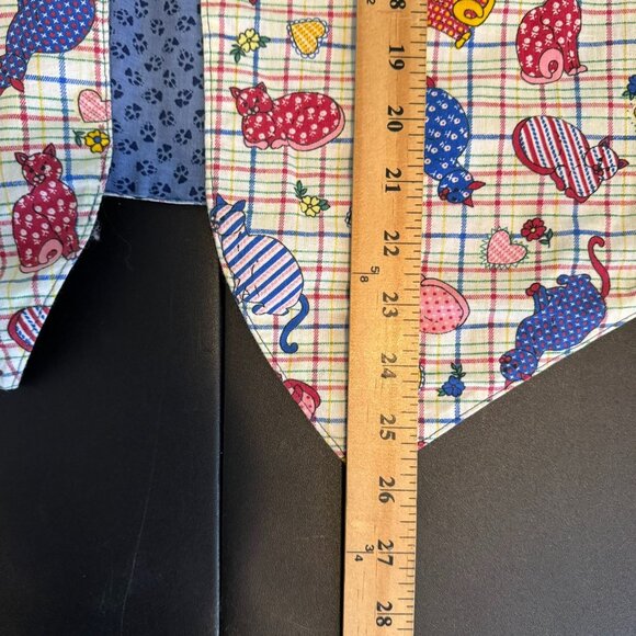 Vintage 90s Handmade Cat Print Open-Front Vest, Contrasting Fabric, Size Large - Picture 4 of 4